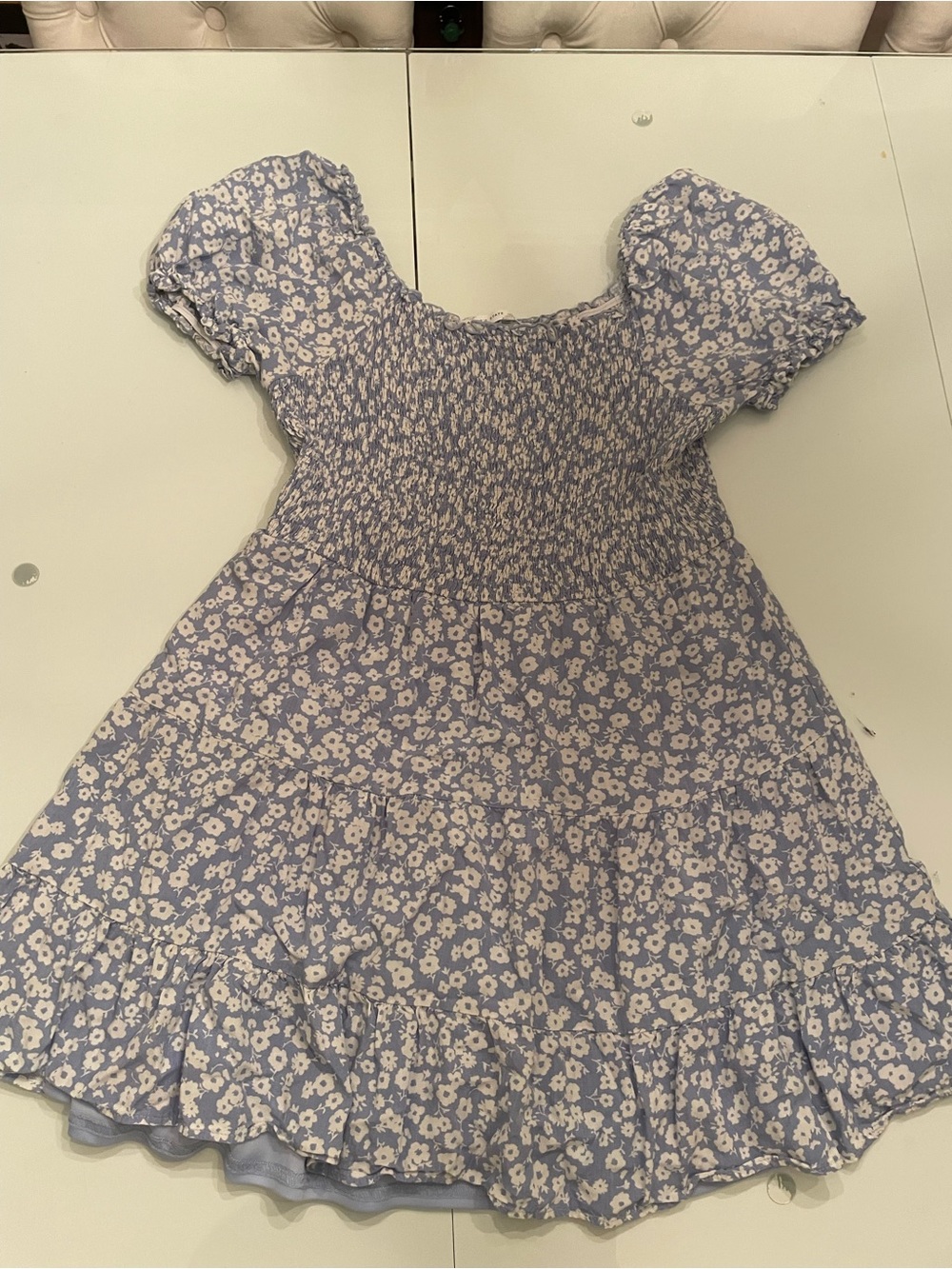 Altar'd State Lavender Floral Smocked Puff-Sleeve Dress